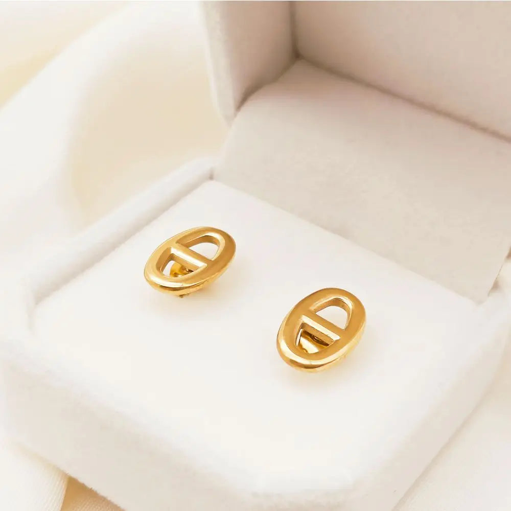 Vintage Stainless Steel Stud Earrings Gold Silver Aesthetic for Women