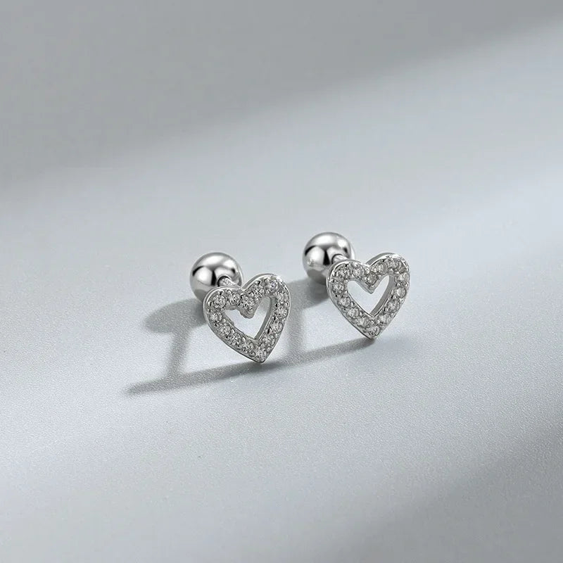 Minimalist Heart Stud Earrings Hypoallergenic Women