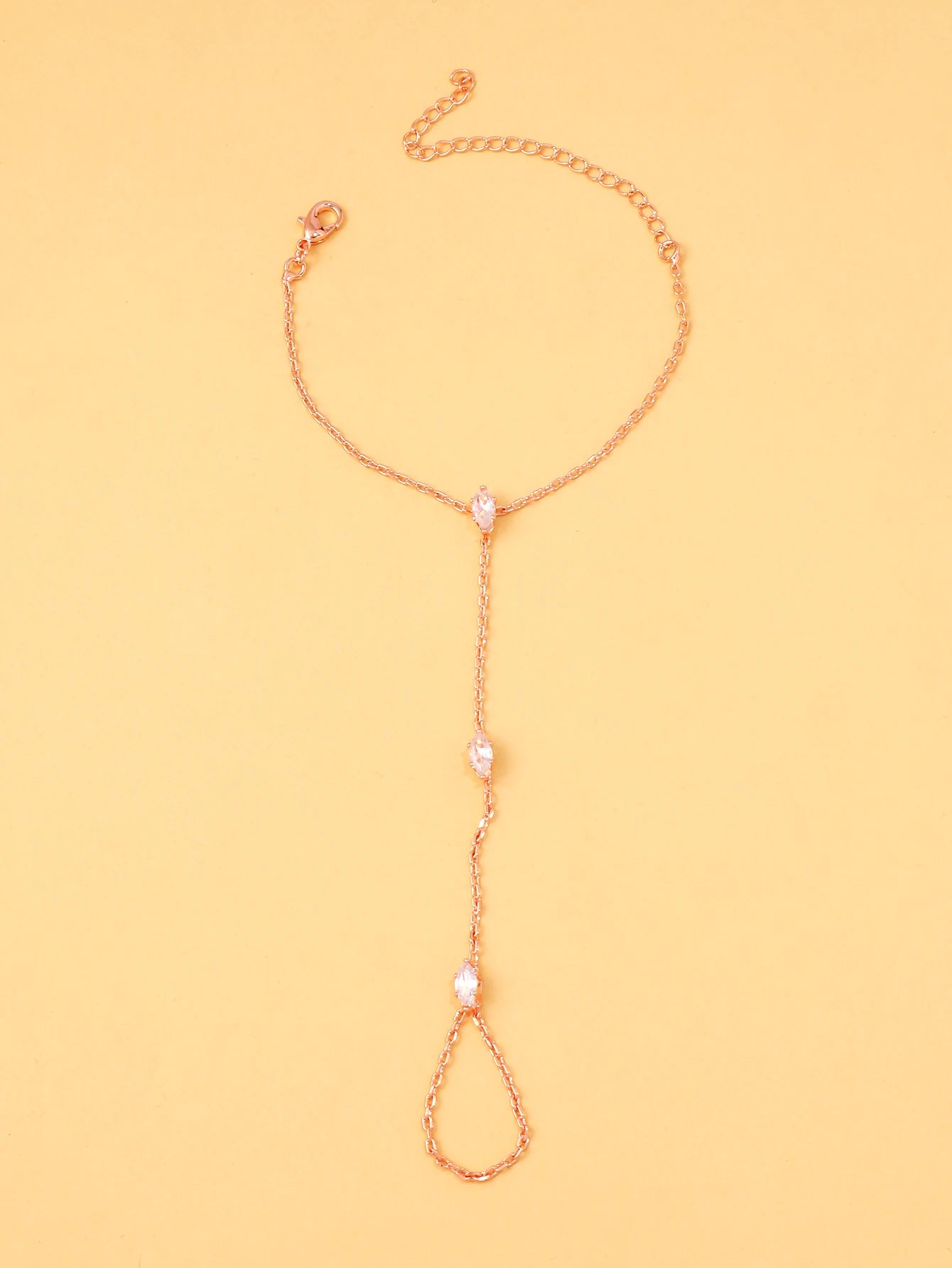 Bohemian Rhombus Crystal Hand Chain Bracelet Thin Finger Jewelry