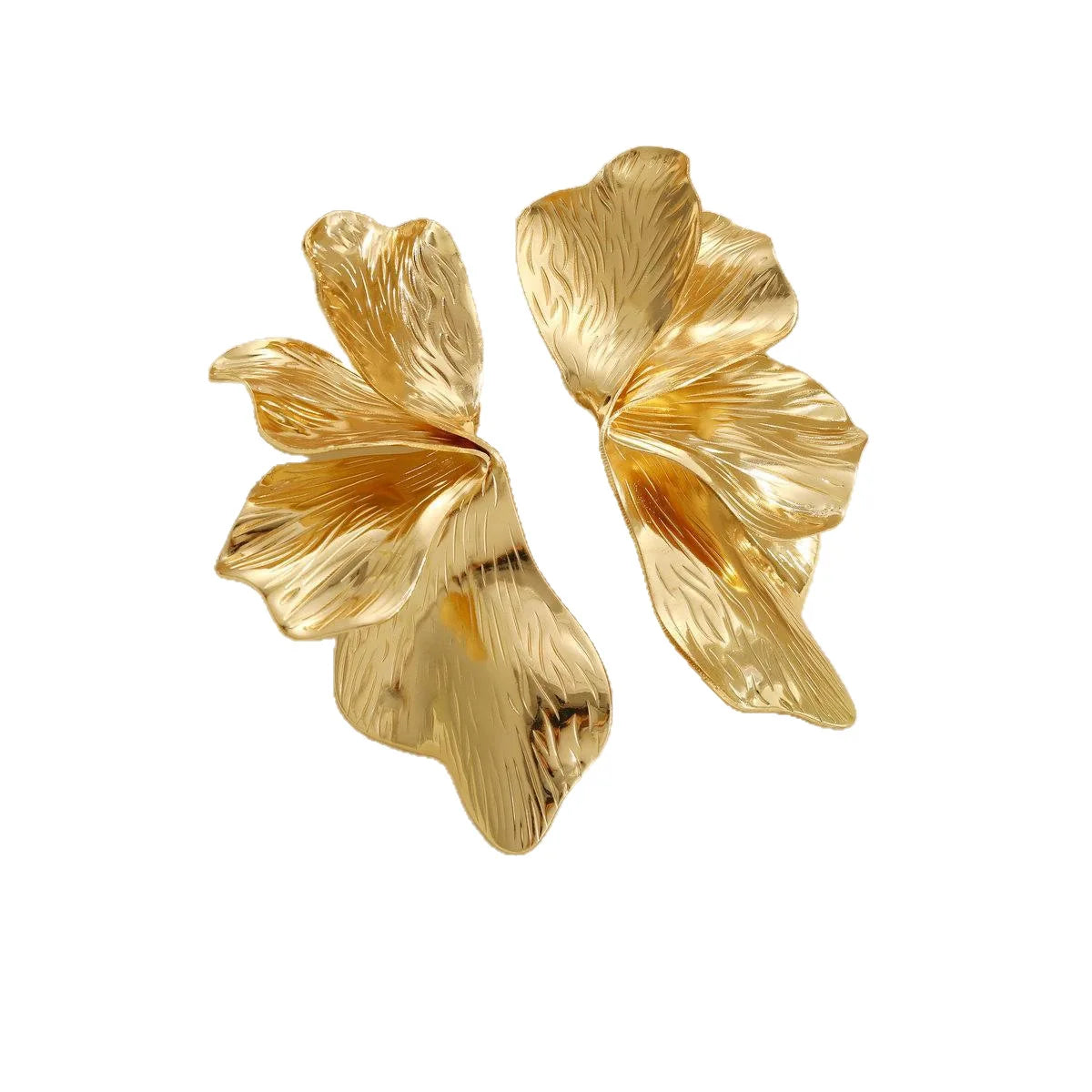 Gold Double Layer Flower Dangle Earrings Stainless Steel Vintage