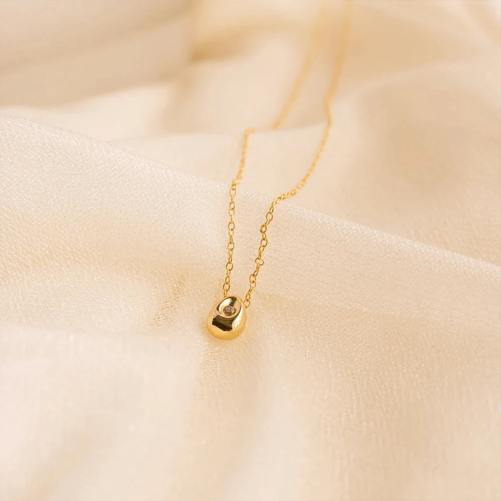 Elegant Water Drop Necklace Gold Plated Stainless Steel Women