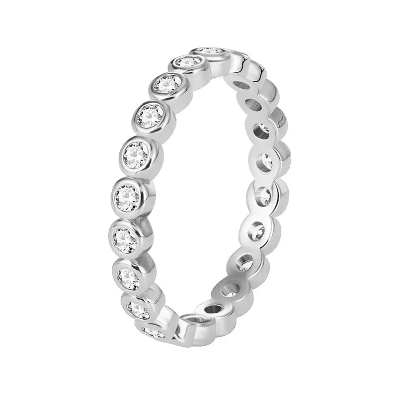 Elegant Silver Engagement Ring White Zircon Round Women Jewelry