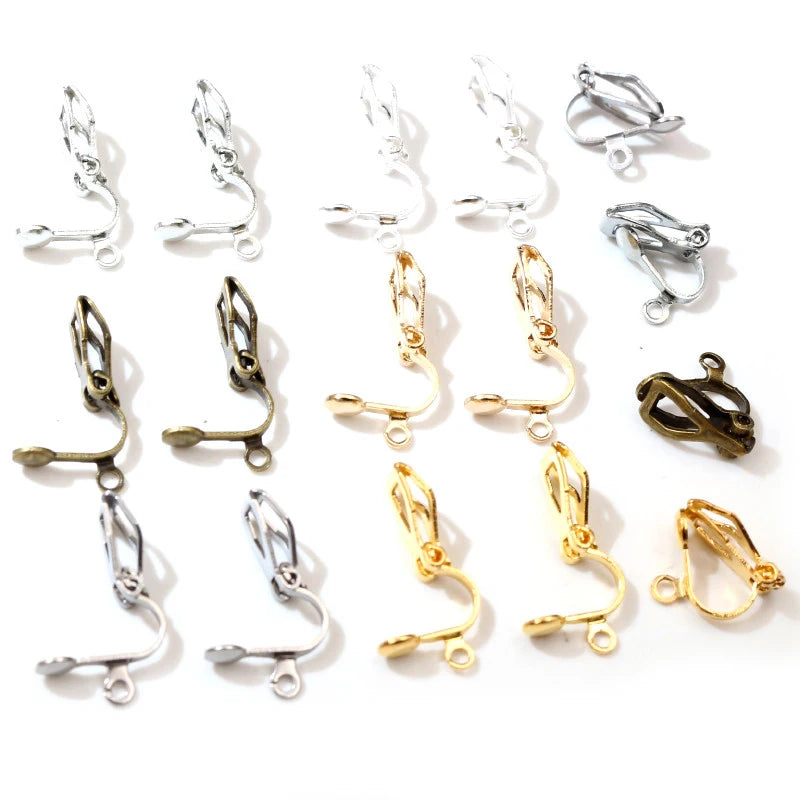50pcs Plated Ear Clips 6 Colors DIY Earrings Findings Jewelry Parts