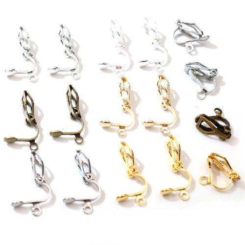 50pcs Plated Ear Clips 6 Colors DIY Earrings Findings Jewelry Parts
