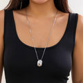 Salircon Oval Pendant Necklace Snake Chain Minimalist Punk Women
