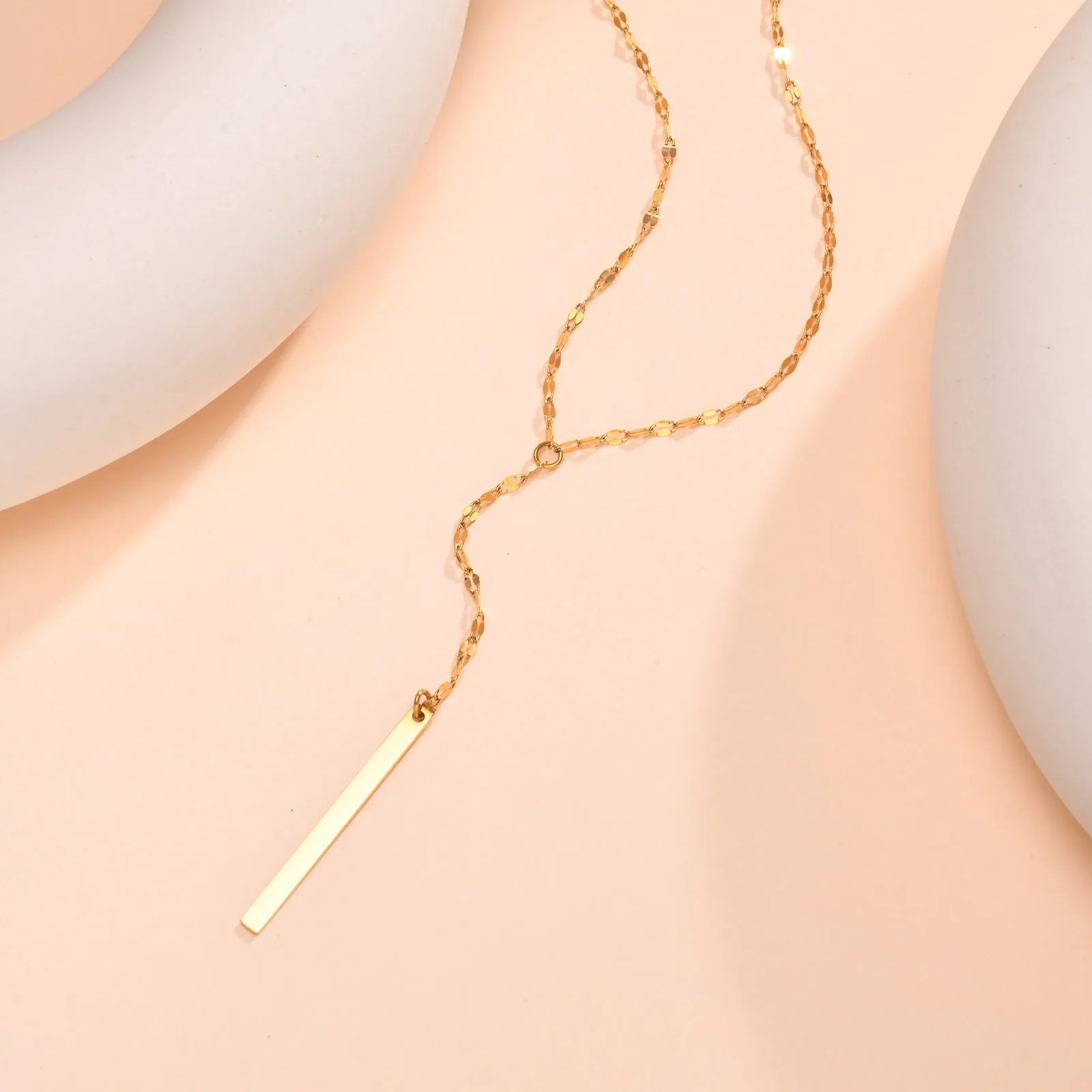 Elegant Y Drop Necklace Bar Pendant Stainless Steel Women