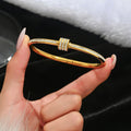 Four Leaf Clover Bracelet Gold Nail Bangle Women Jewelry