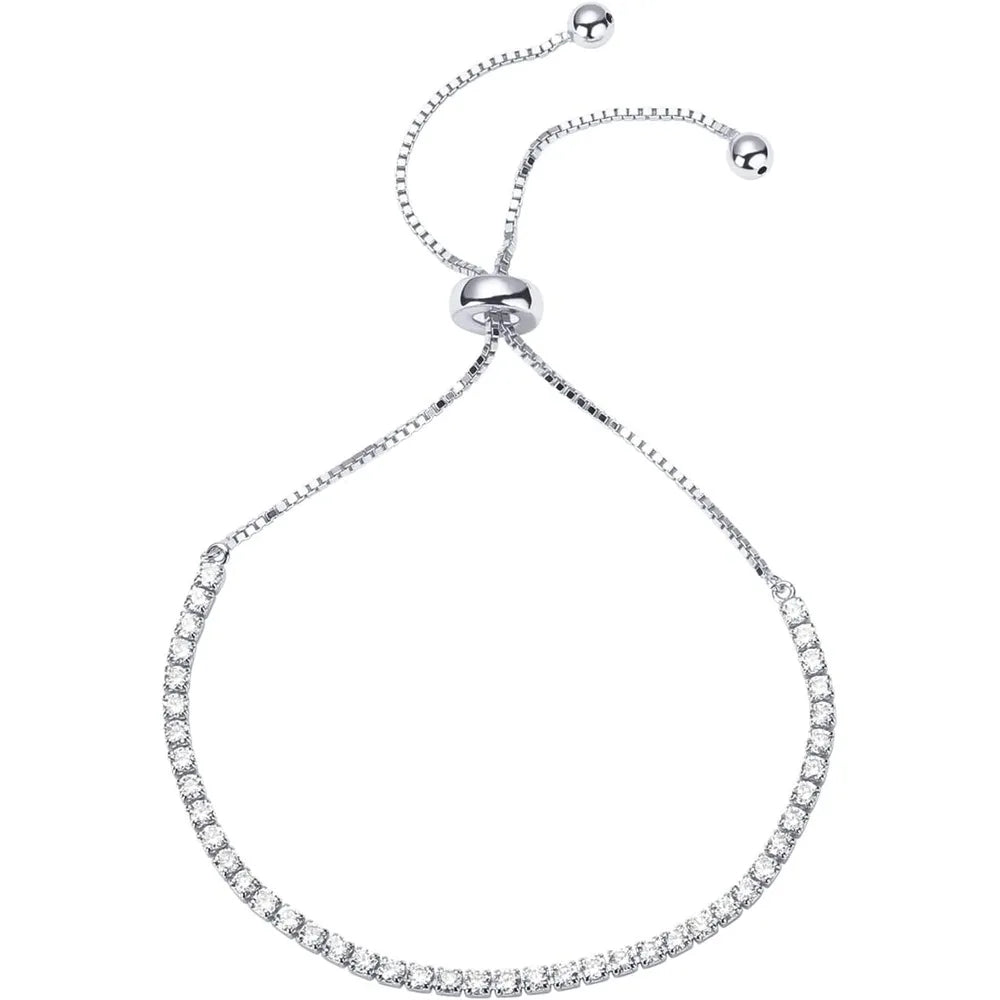 Elegant Gold Tennis Bracelet Cubic Zirconia Adjustable Jewelry