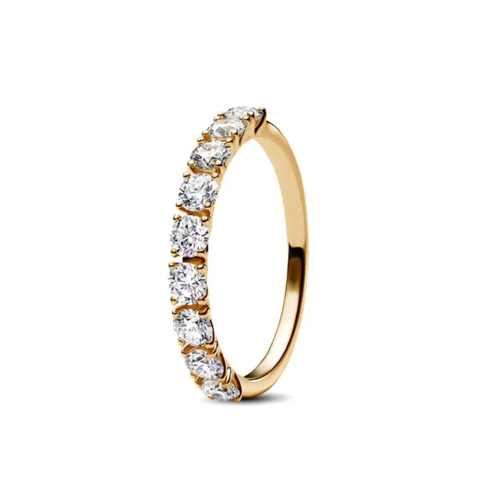Elegant Gold Ring Sun Heart Bow 925 Silver Women Jewelry