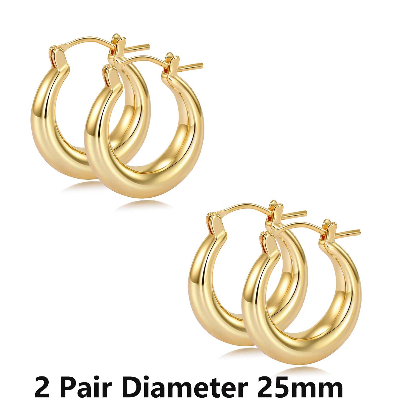 Shevalues Chunky Hoop Earrings 14K Gold 925 Silver Needle Women