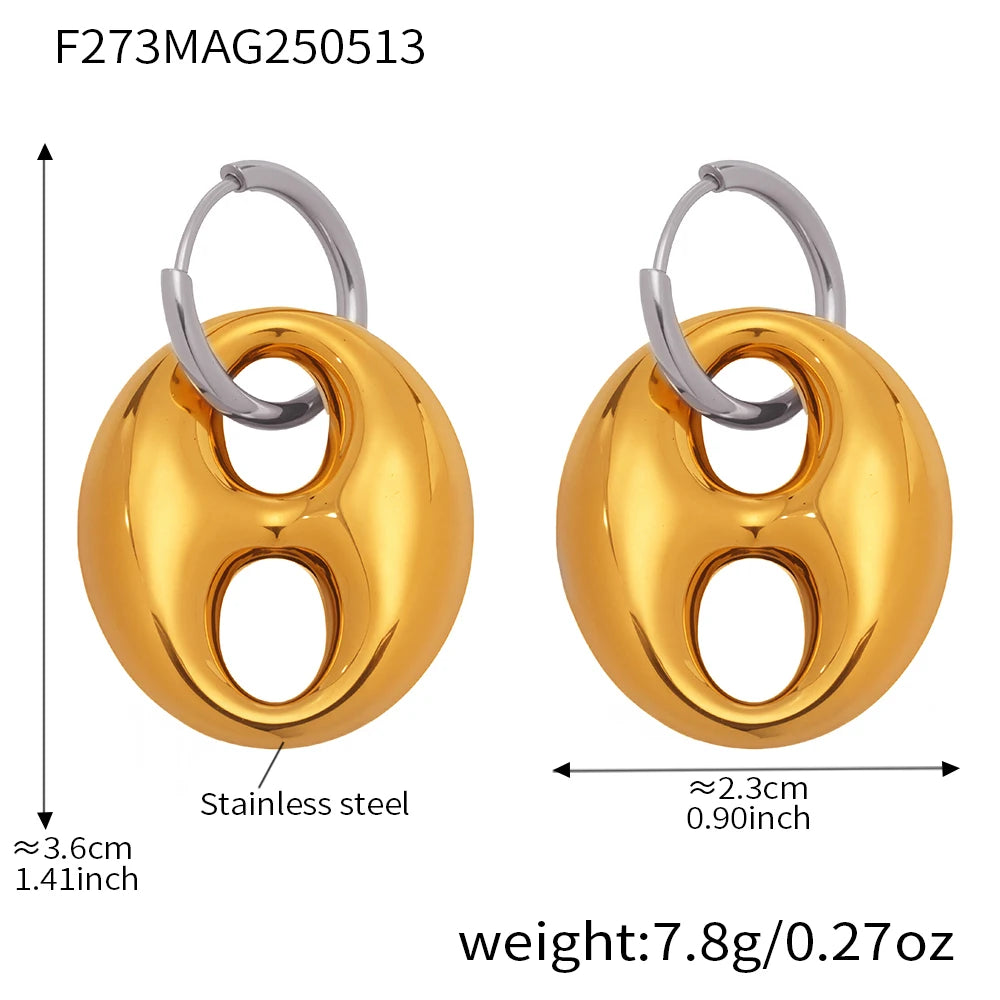 Modern Dangle Earrings Gold Plated Stainless Steel Waterproof