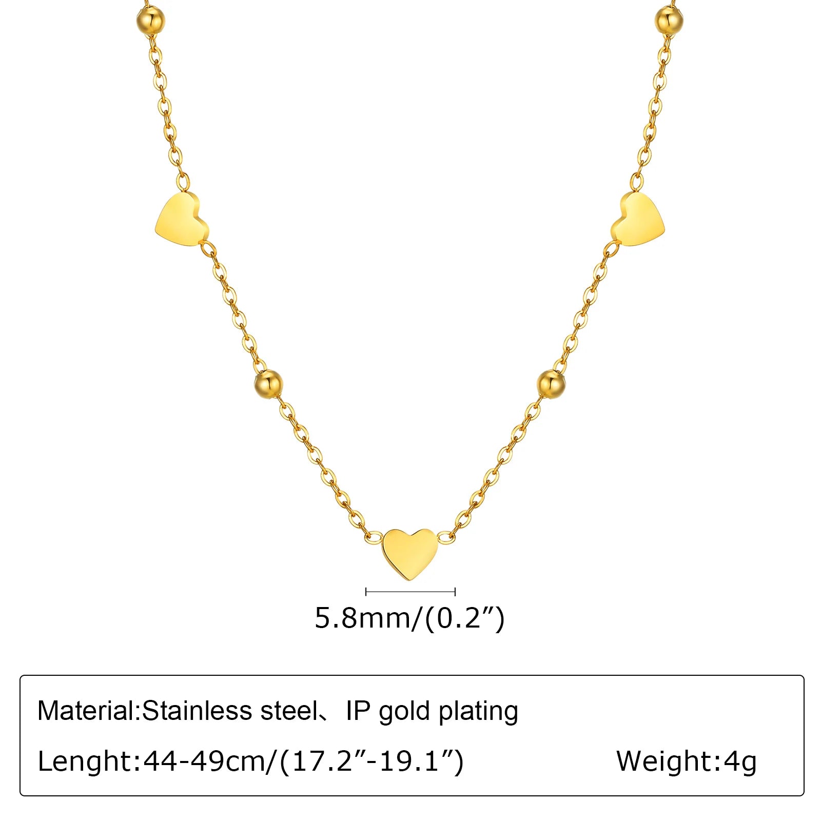 Minimalist Heart Chain Necklace Stackable Women Jewelry