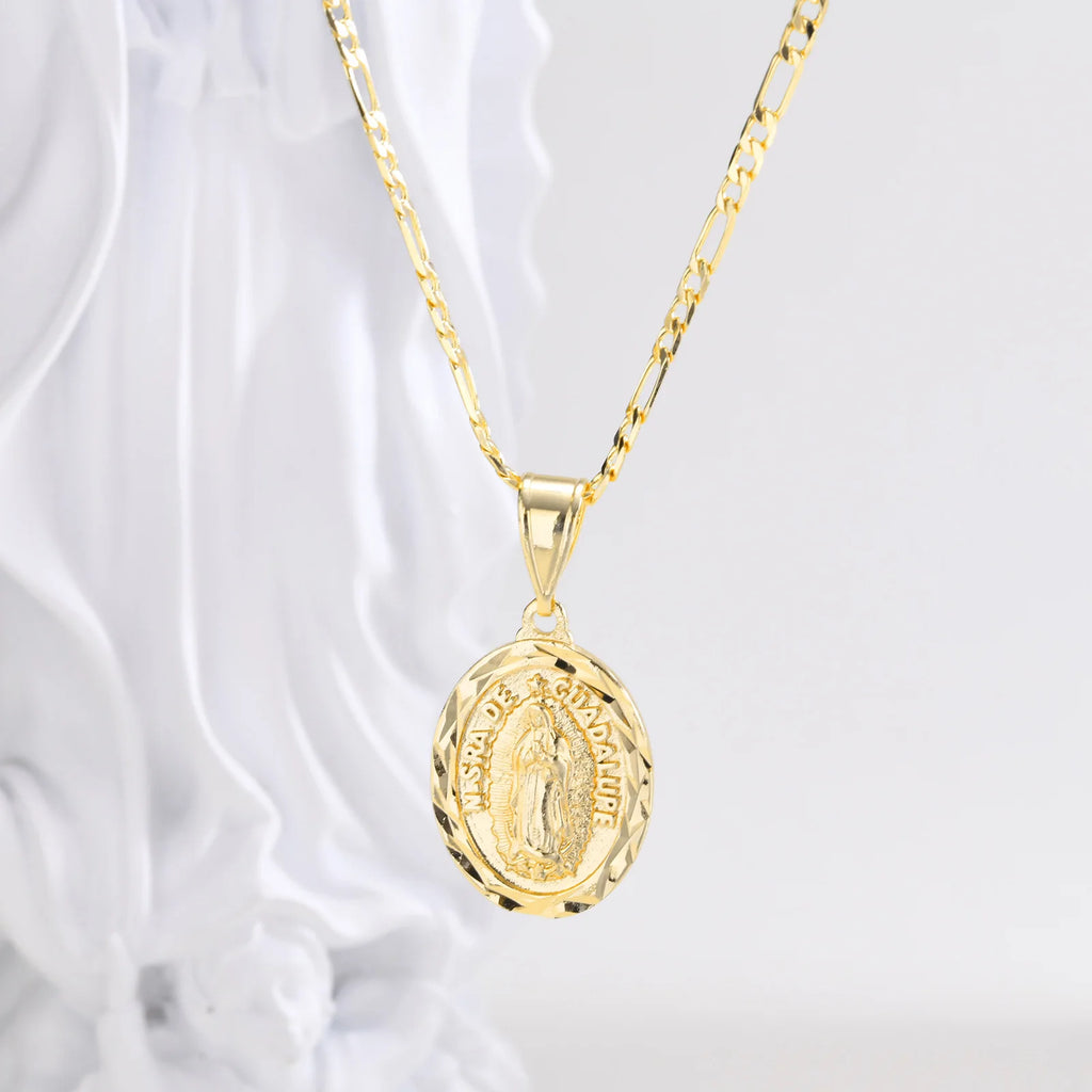 Guadalupe Charm Necklace Cubic Zirconia Women Faith Jewelry