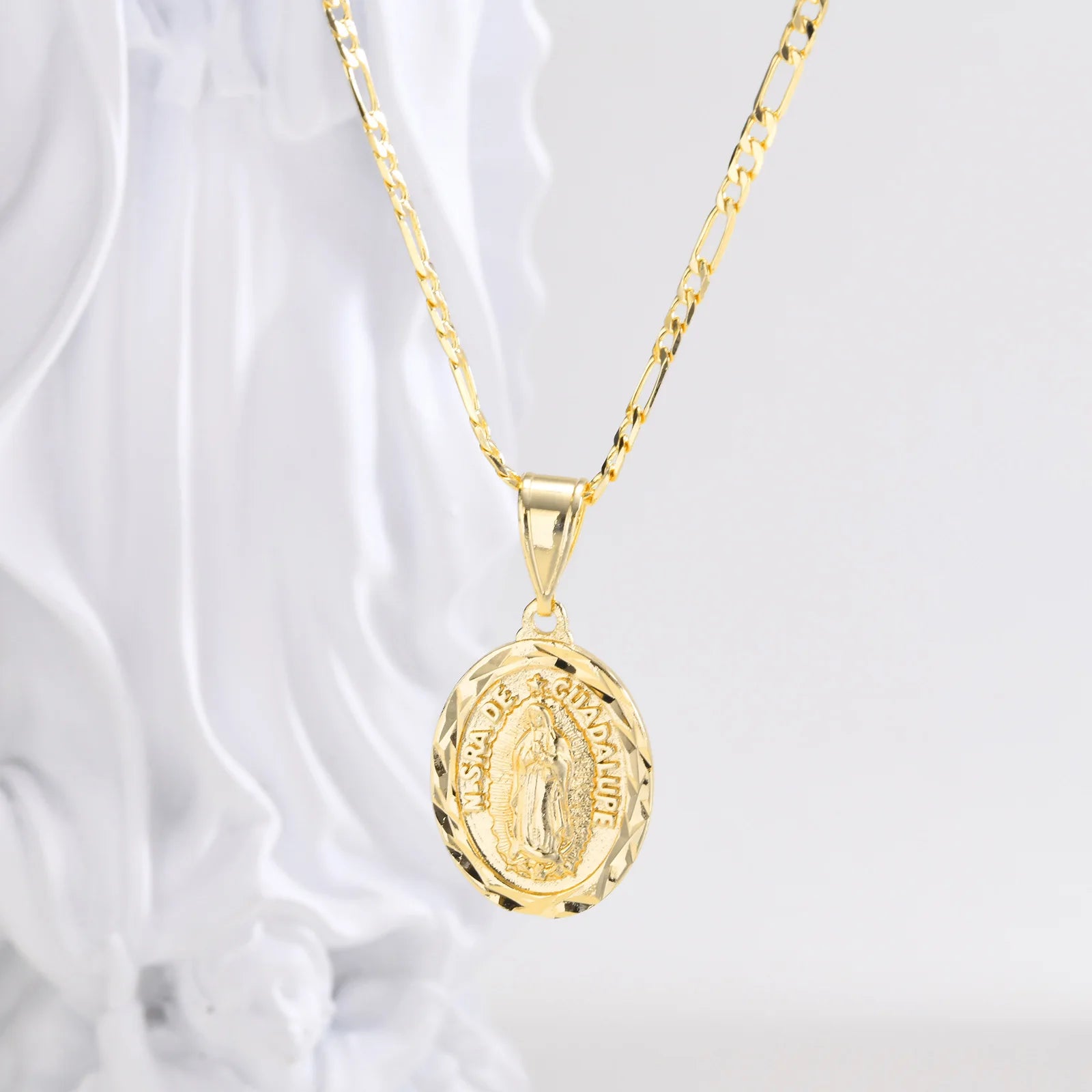 Guadalupe Charm Necklace Cubic Zirconia Women Faith Jewelry