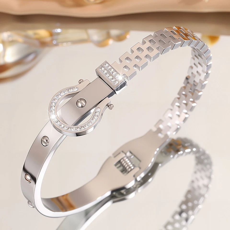 2pcs Roman Numeral Bracelet Set Stainless Steel Bangle Unisex Gift