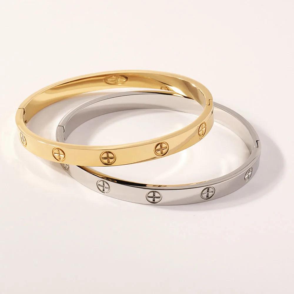Waterproof Stainless Steel Cross Bangle Bracelet Luxury Women Gift