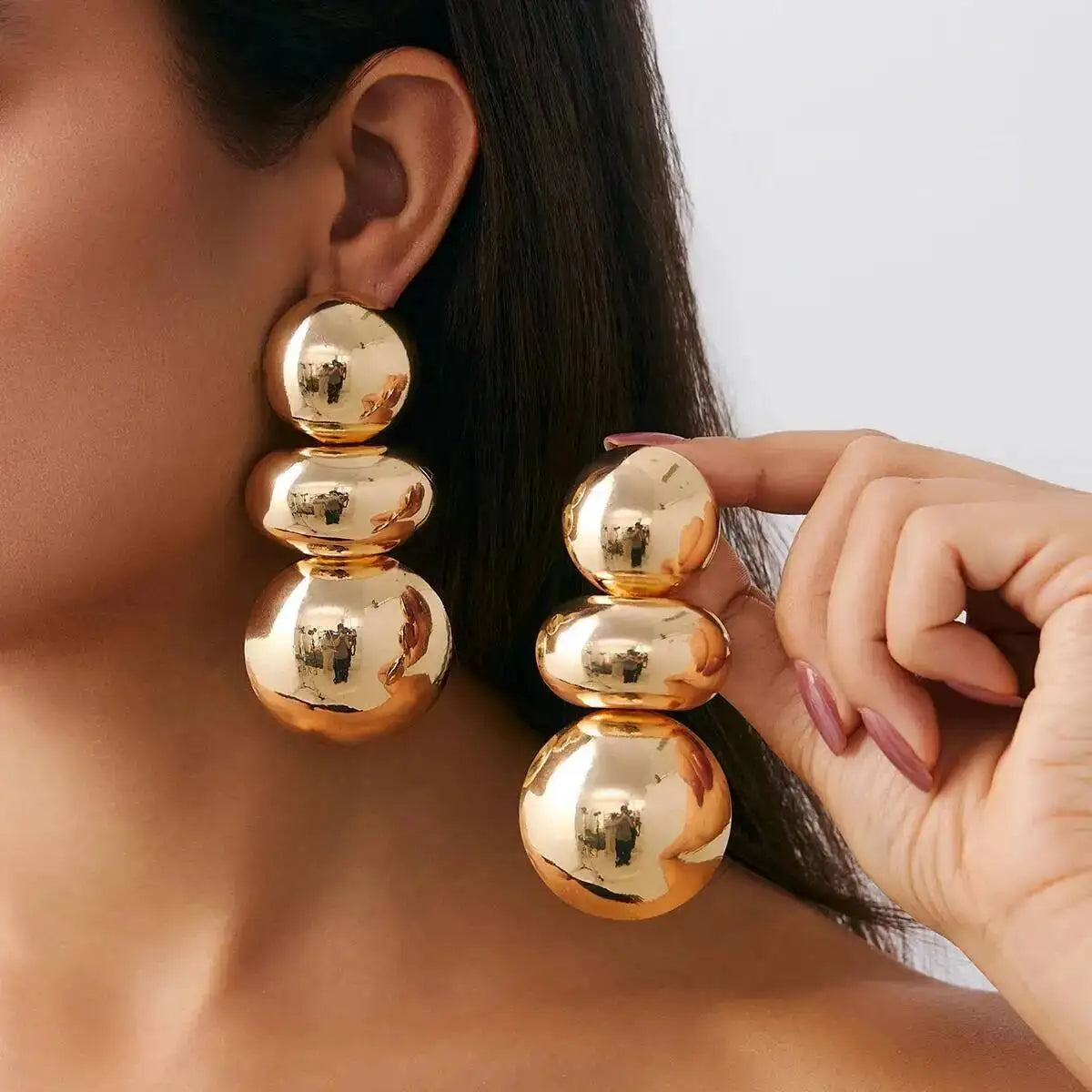 Vintage Geometric Round Drop Earrings Gold Steampunk Women Jewelry