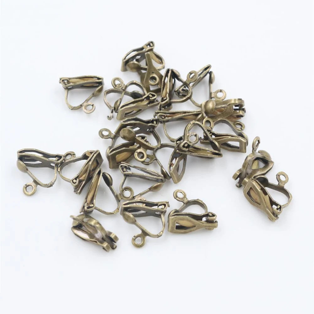 50pcs Plated Ear Clips 6 Colors DIY Earrings Findings Jewelry Parts
