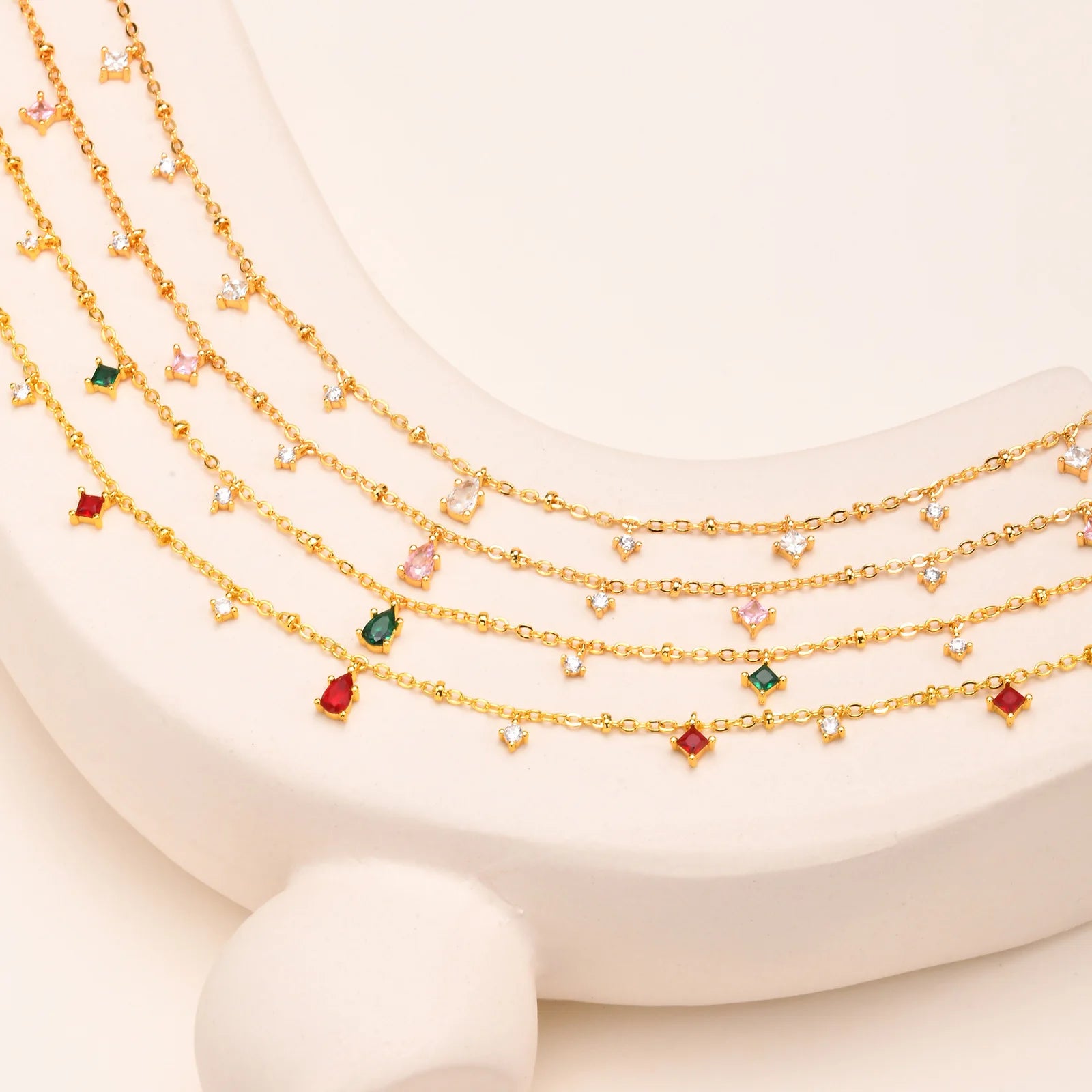 Elegant Clear Stone Necklace Gold Plated Women Jewelry