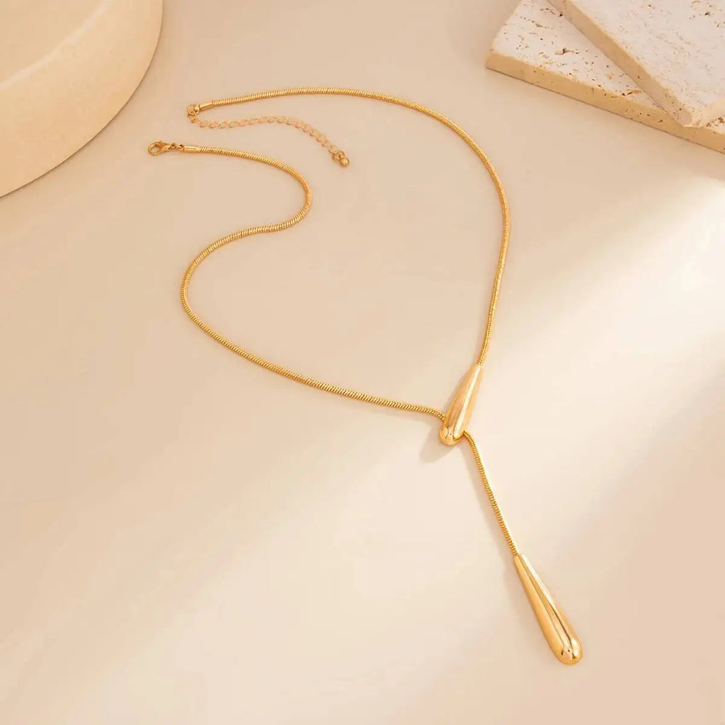 Ingemark Water Drop Necklace Long Snake Chain Minimalist Women