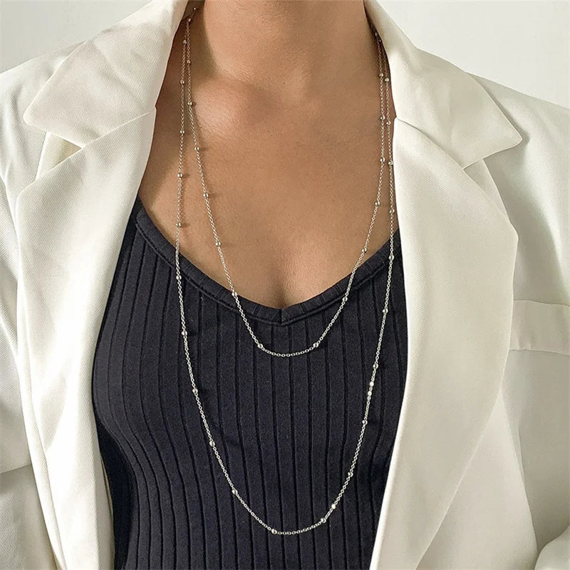 Minimalist Double Layer Y Necklace Long Drop Chain Collarbone Women