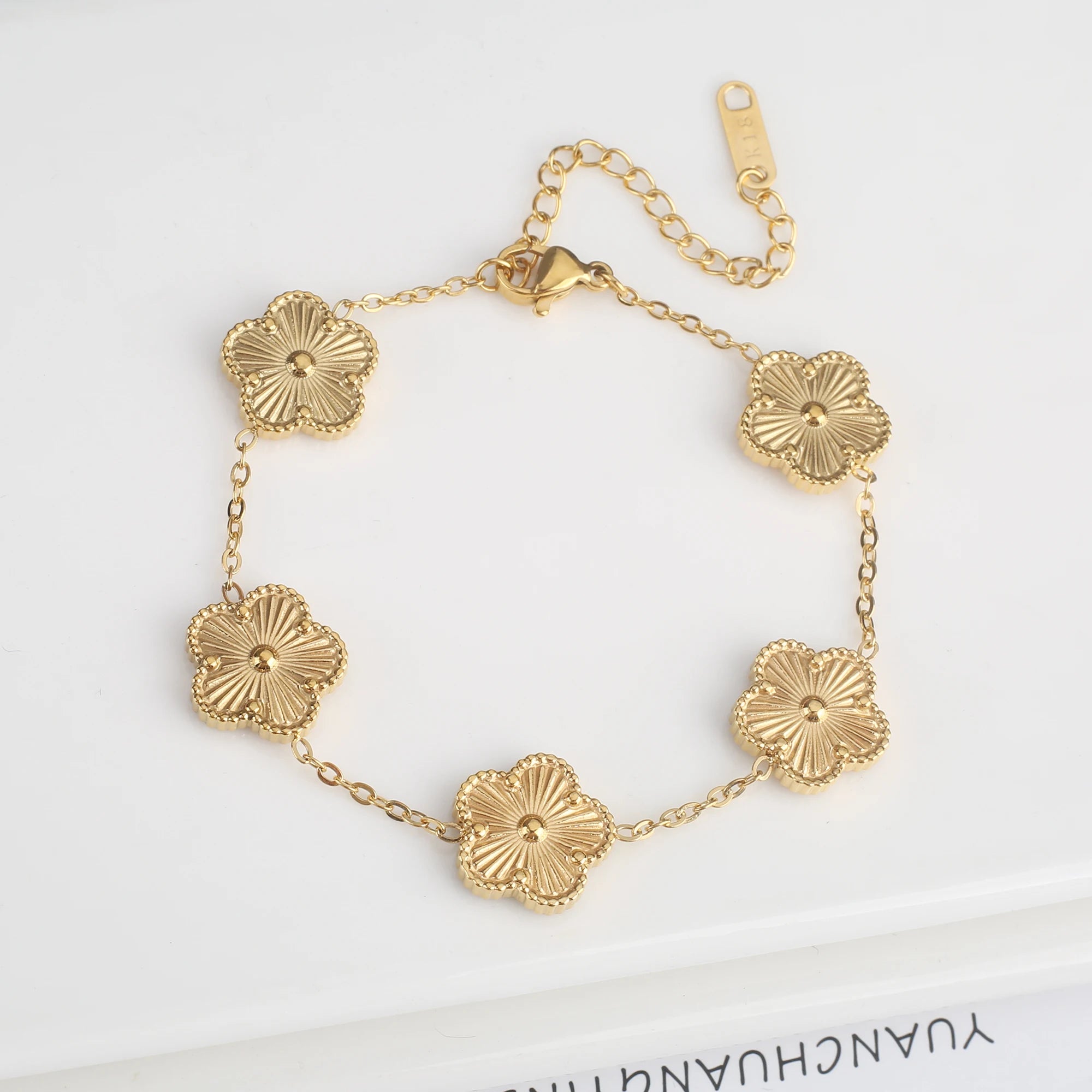 Five Leaf Clover Shell Bracelet Stainless Steel Colorful Women Jewelry