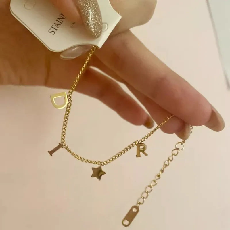 Stylish Star Letter Bracelet Stainless Steel Vintage Women