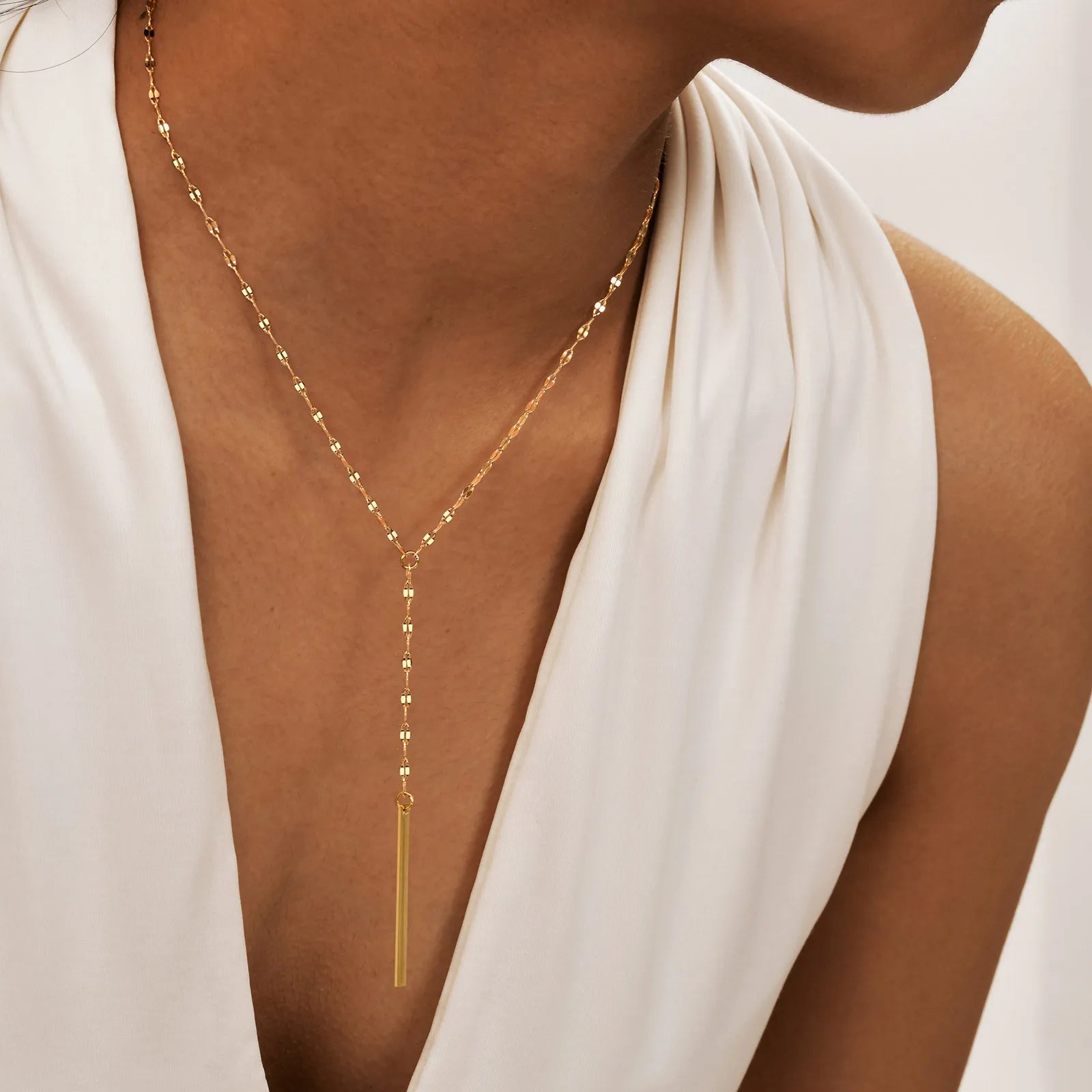 Elegant Y Drop Necklace Bar Pendant Stainless Steel Women