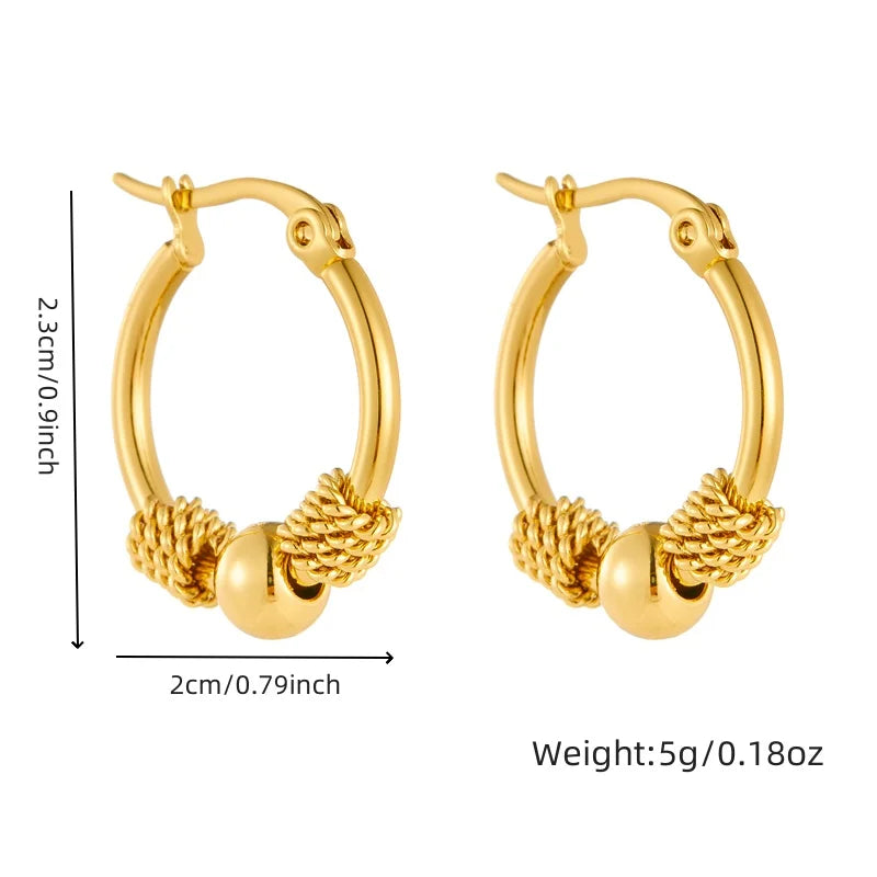 Elegant Hollow Circle Earrings Gold Stainless Steel Women 2024