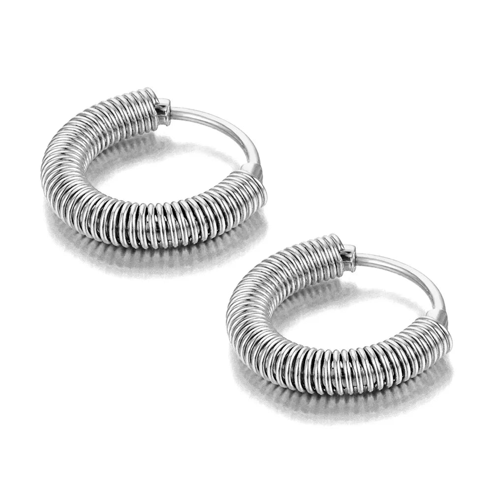 Lokaer Geometric Circle Earrings 14K Gold Stainless Steel Women