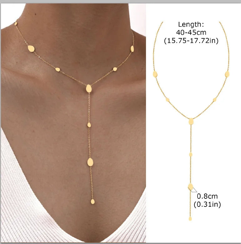 Elegant Lariat Necklace Y Shape Gold Plated Women Jewelry