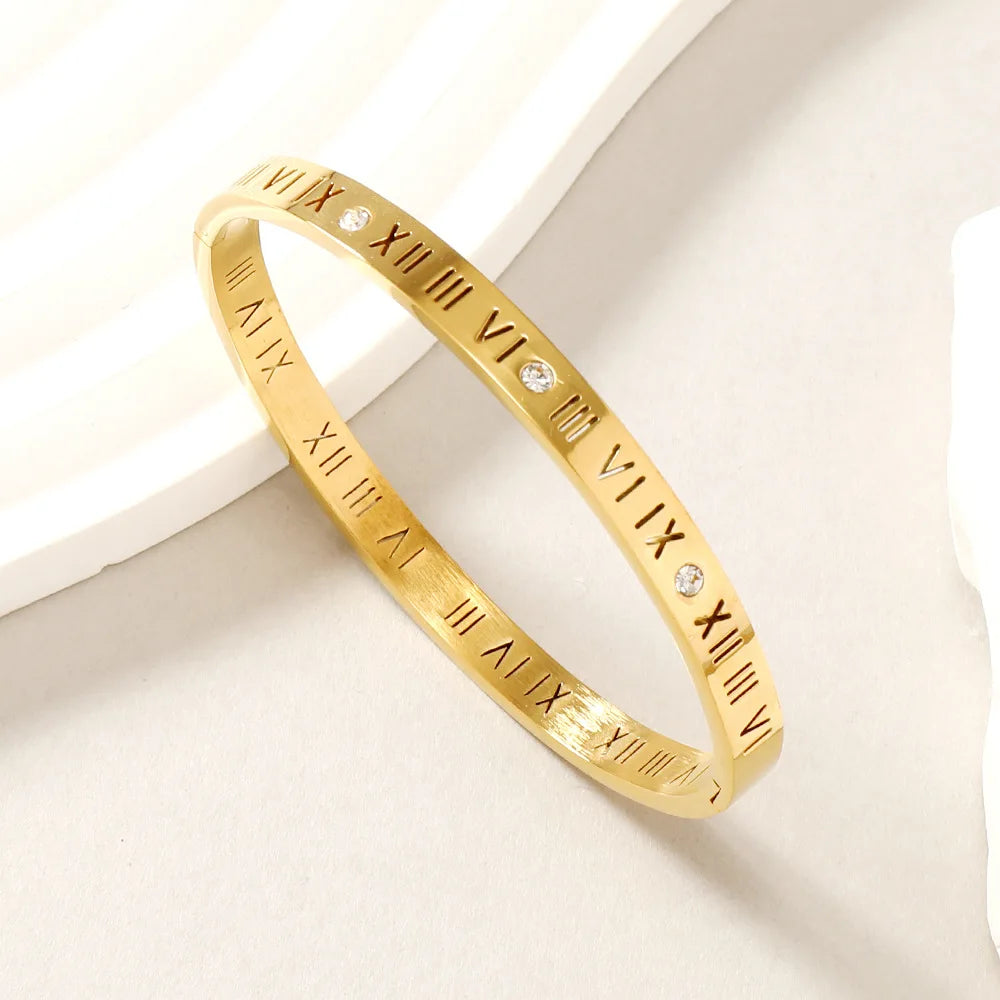 Roman Numerals Bracelet Stainless Steel Luxury Fashion Women Jewelry