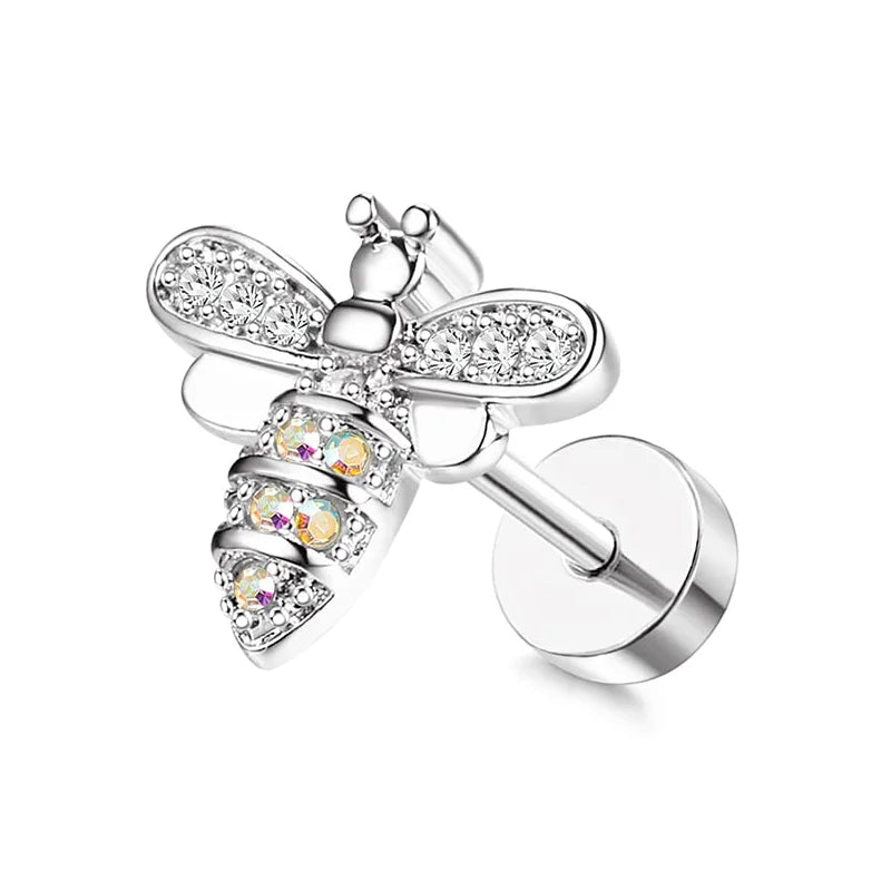 Surgical Steel Flat Back Cartilage Stud Earring Butterfly Flower