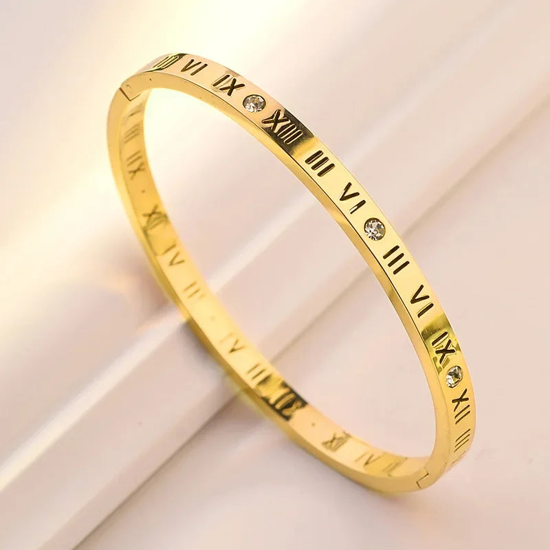 Roman Numerals Bracelet Stainless Steel Luxury Fashion Women Jewelry