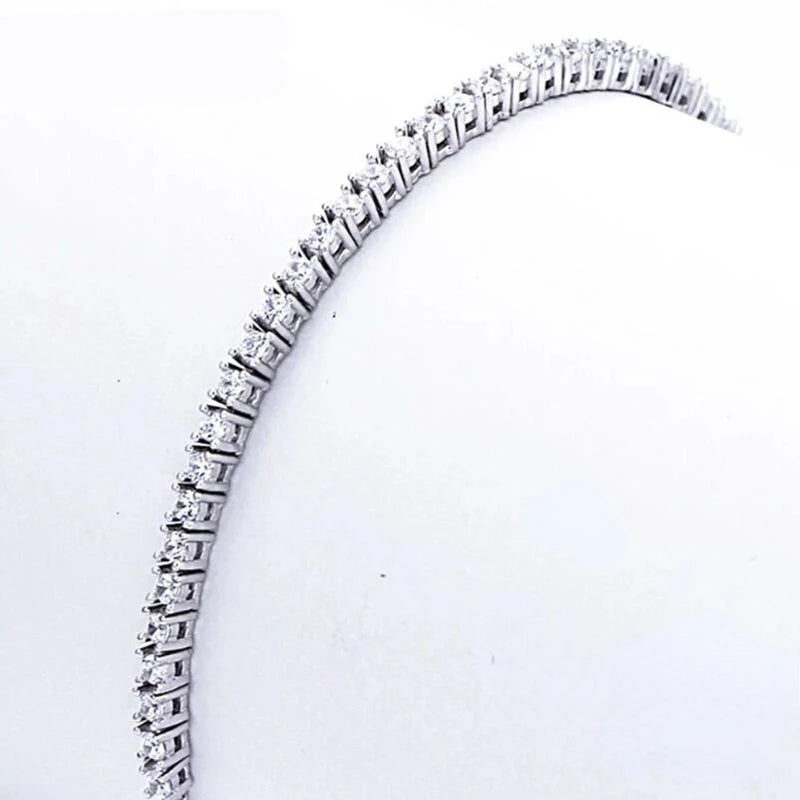 Elegant 925 Silver Bracelet 2mm Zirconia Classic Women Jewelry