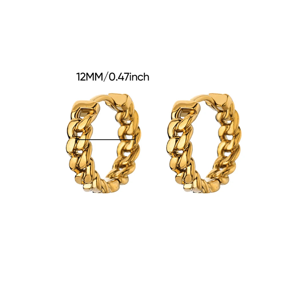 Chunky Gold Hoop Earrings Stainless Steel Minimalist Women Trend