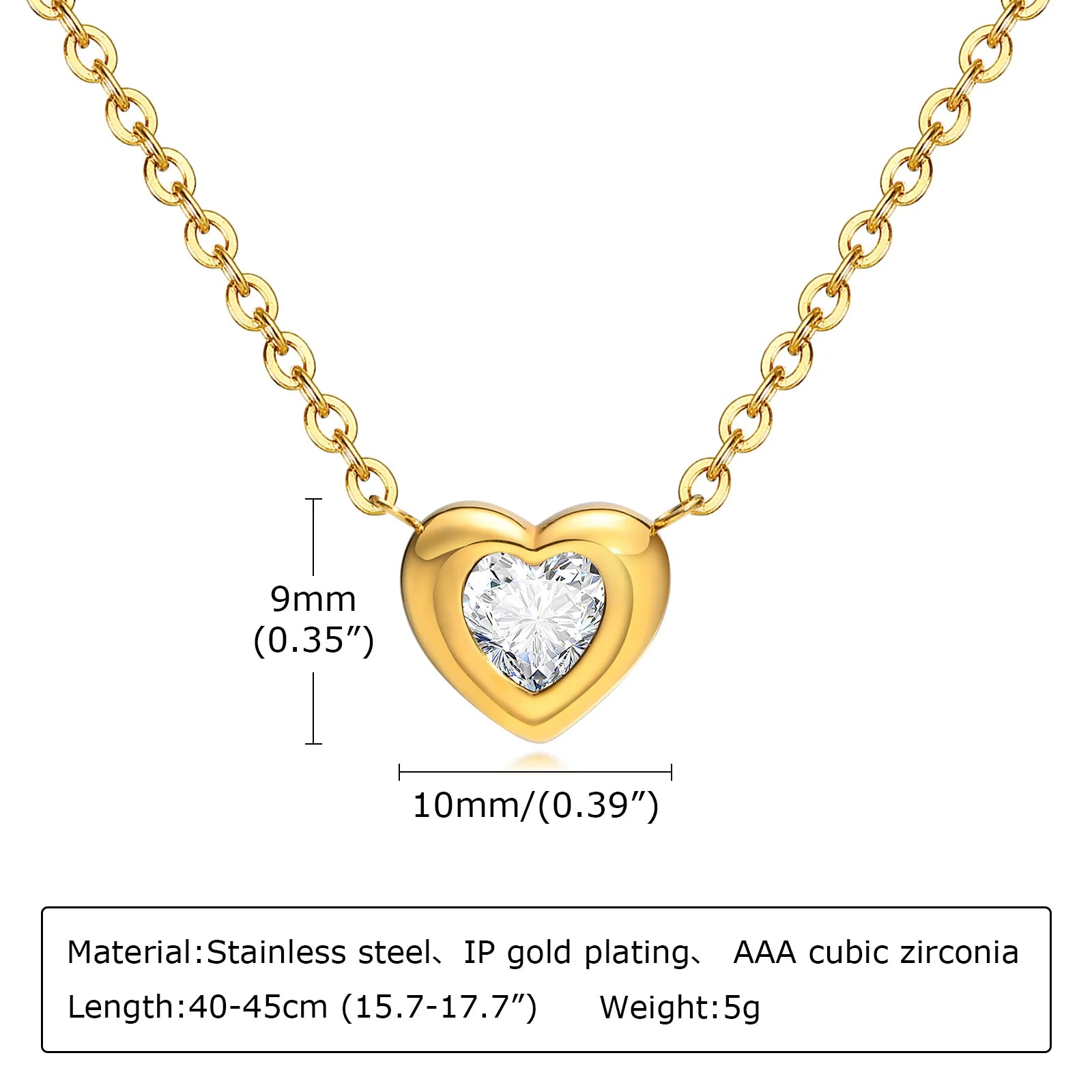 Sliding Water Droplet Pendant Necklace Gold Stainless Steel Waterproof