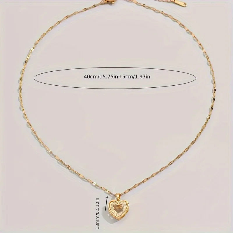 Elegant Heart Necklace Zirconia Crystal Women Anniversary Gift