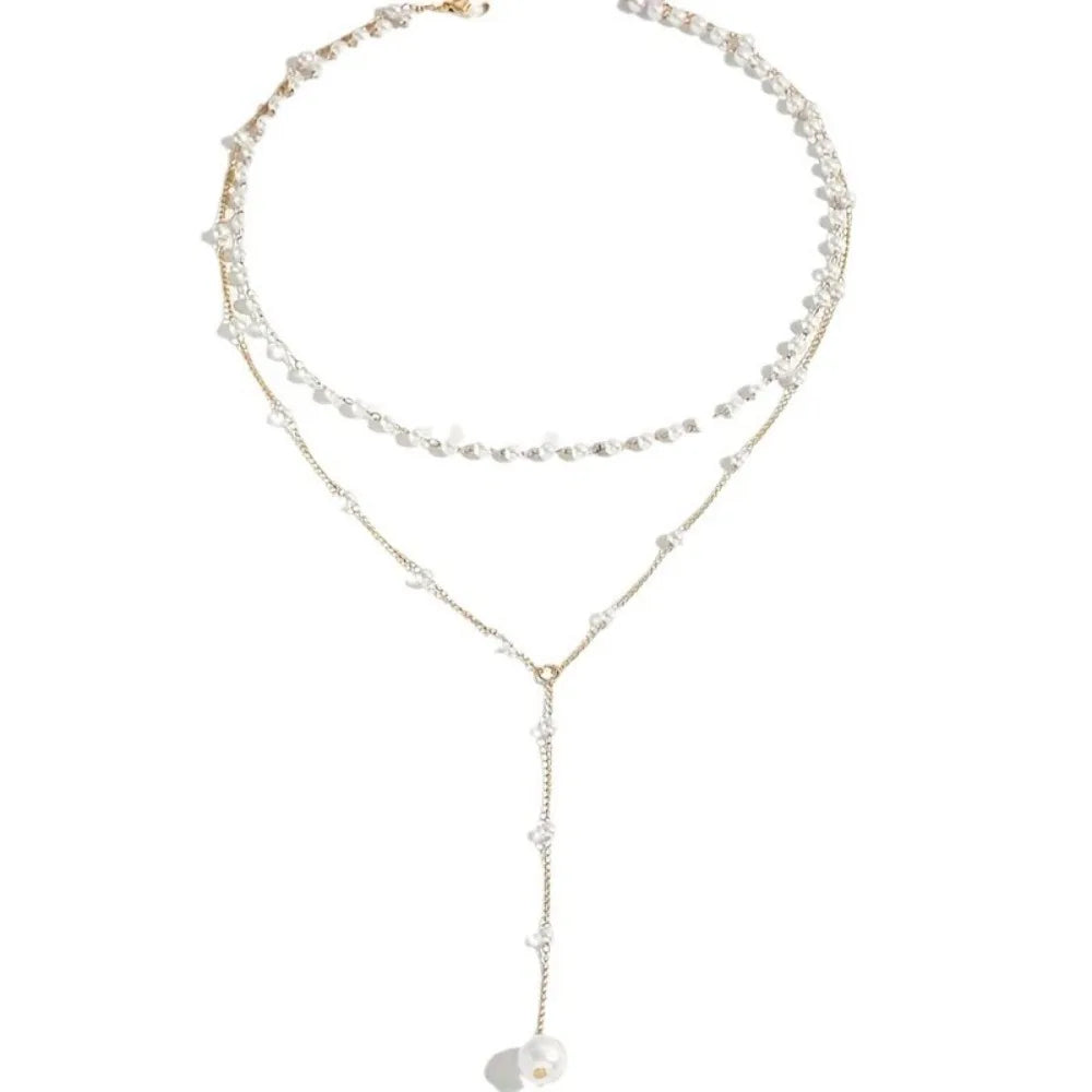 Elegant Double Layer Imitation Pearl Necklace Summer Beach Style
