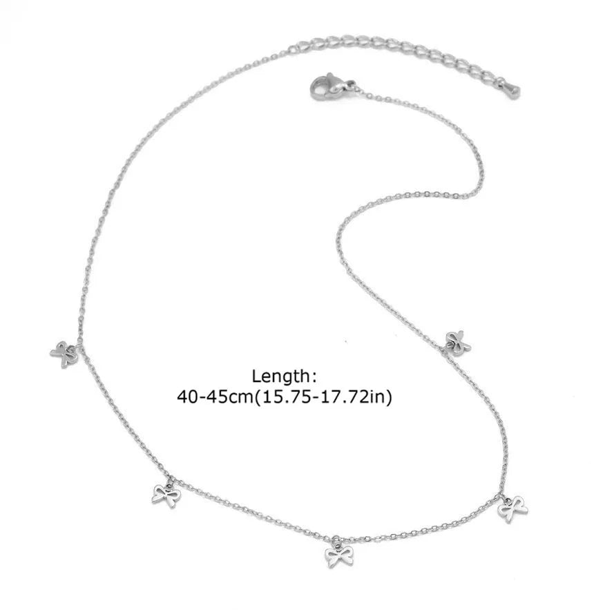 Elegant Bowknot Necklace Choker Thin Chain Women Jewelry