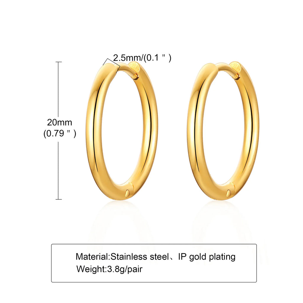 Stainless Steel Hoop Earrings 20-40mm Sizes Women Jewelry