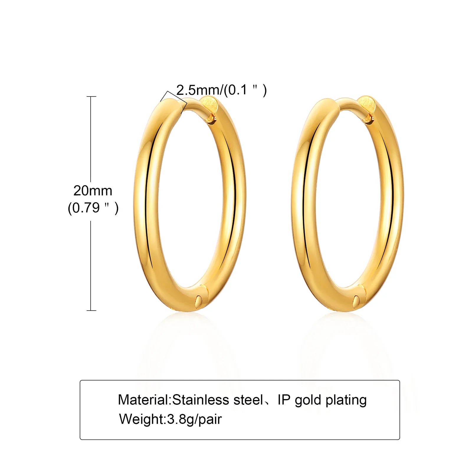 Stainless Steel Hoop Earrings 20-40mm Sizes Women Jewelry
