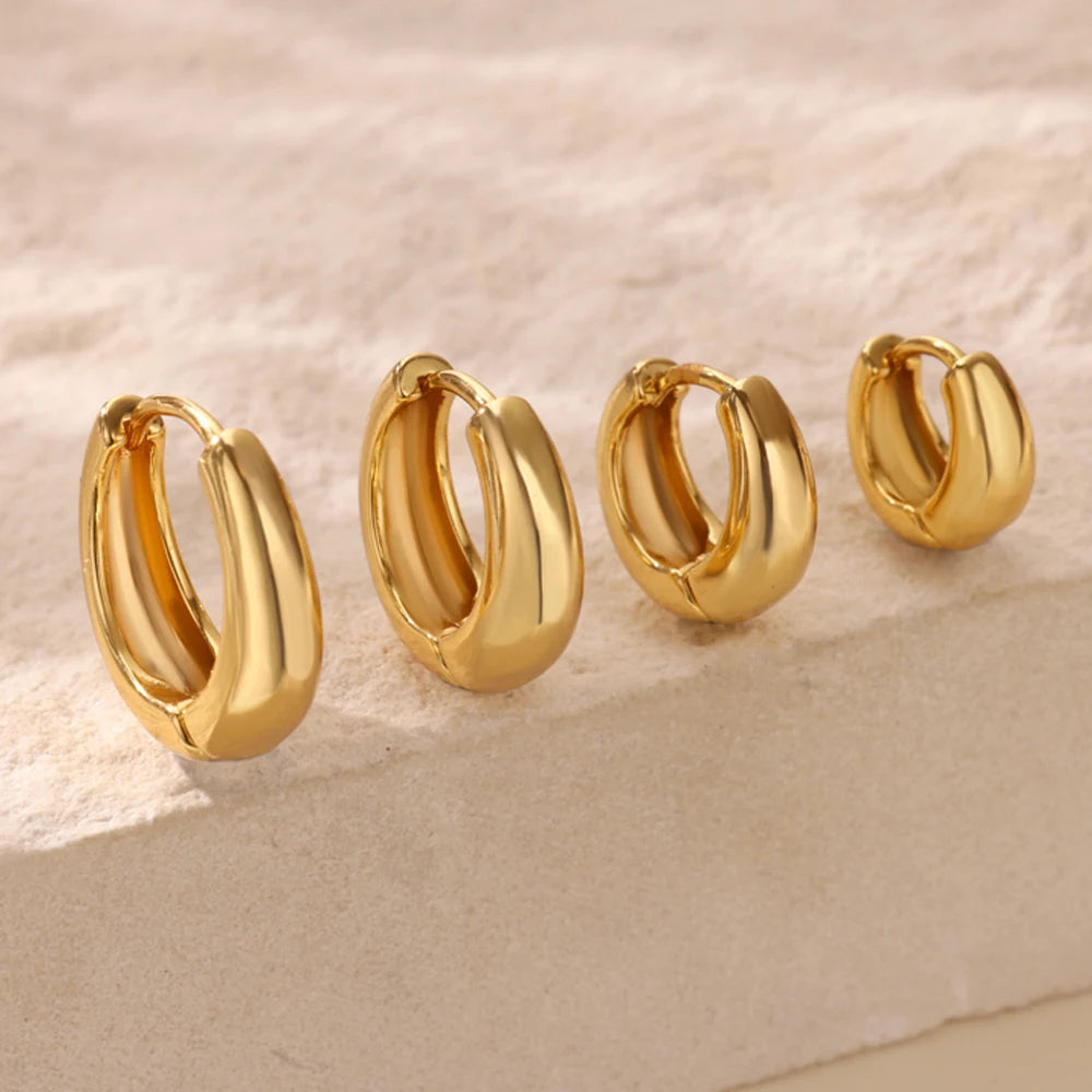 Chunky Gold Hoop Earrings Stainless Steel Minimalist Women Trend