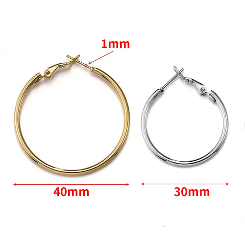 10pcs Stainless Steel Hoop Earrings Gold Big Circle DIY Accessories