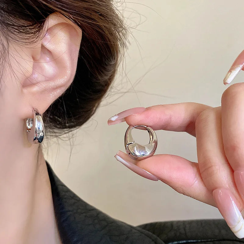 Leaf Shaped Floral Stud Earrings Stainless Steel Elegant Women