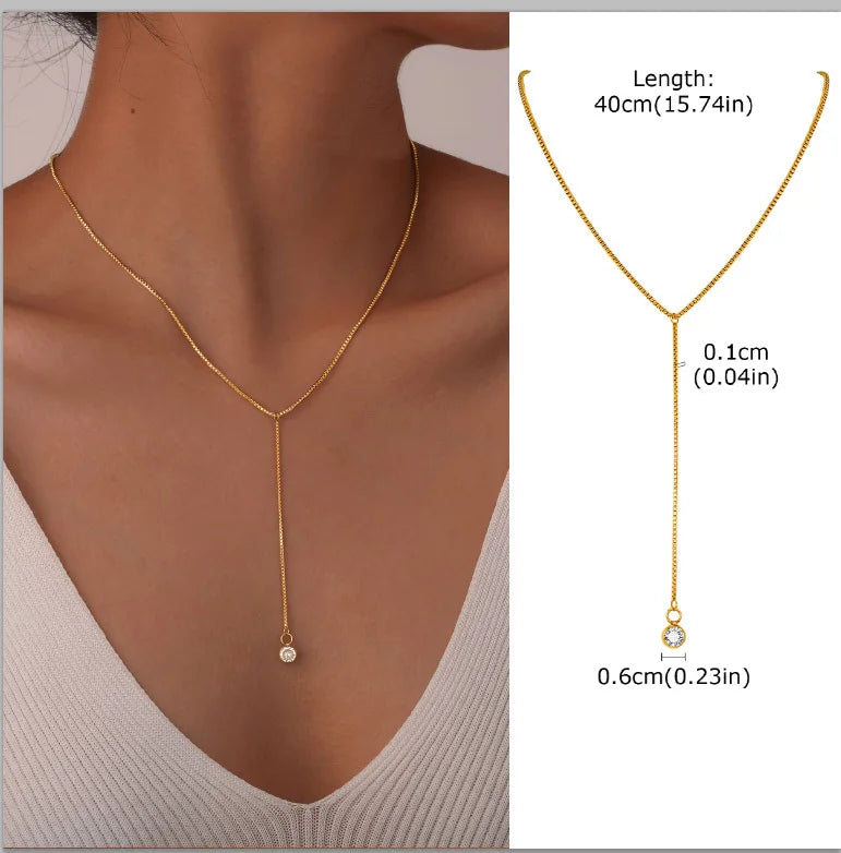 Elegant Lariat Necklace Y Shape Gold Plated Women Jewelry