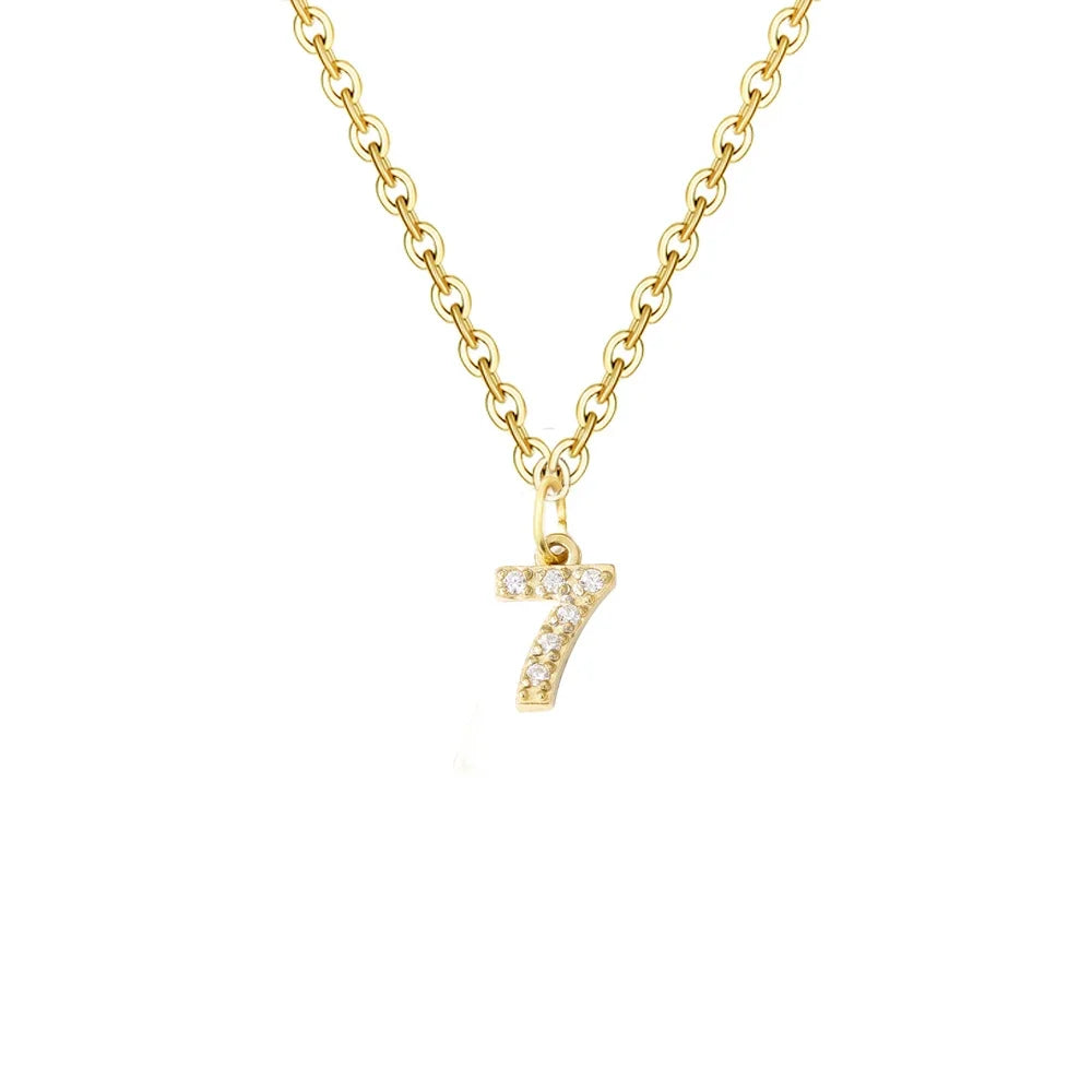 Gold Zircon Initial Necklace A-Z Stainless Steel Letter Pendant Women
