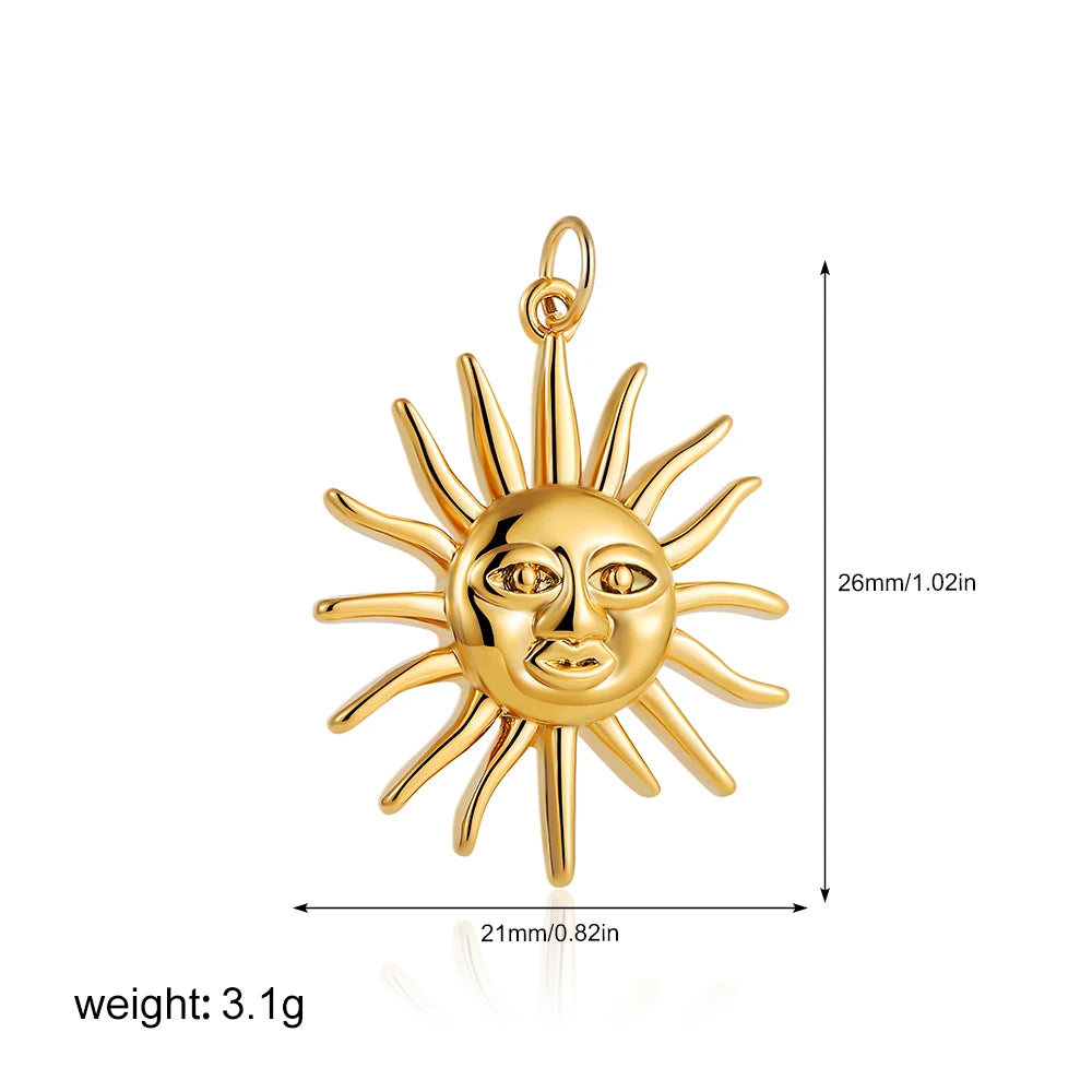 Gold Moon Star Sun Evil Eye Charms Stainless Steel DIY Jewelry