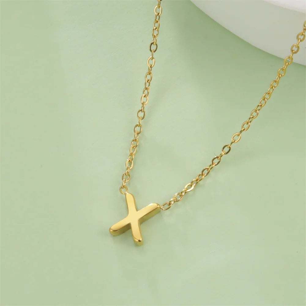 Elegant A-Z Initial Necklace Stainless Steel Alphabet Pendant for Women