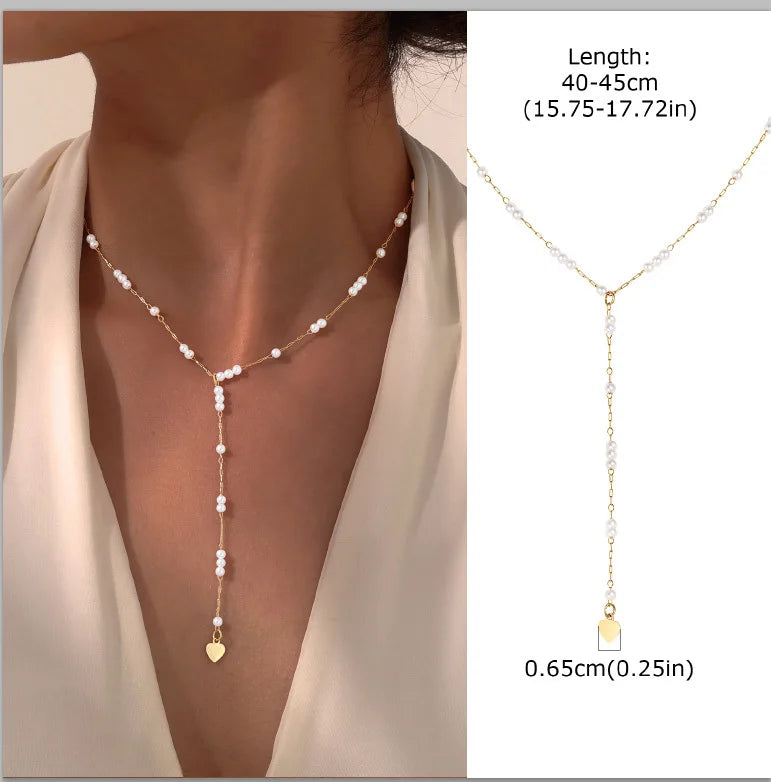 Elegant Lariat Necklace Y Shape Gold Plated Women Jewelry